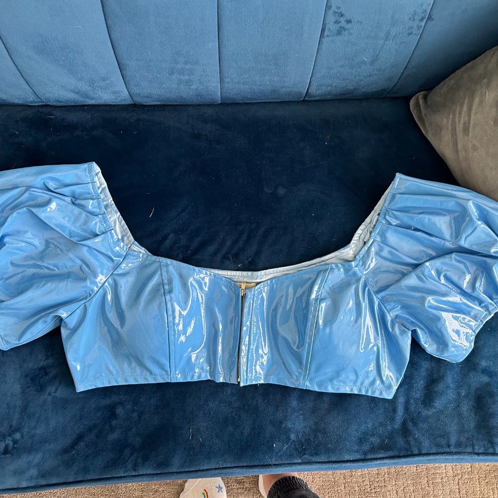 Fashion Brand Company Zip Up Vinyl Lined Crop Top 2X